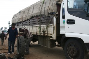 Our truck, undergoing repairs