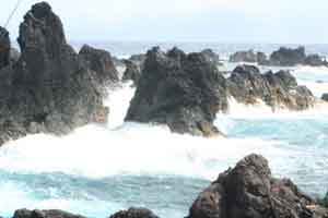 Waves Crashing on Rocks