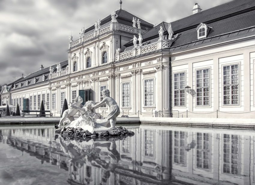 vienna, austria, nature, castle, locks, reflection, garden, lake, belvedere, belvedere vienna