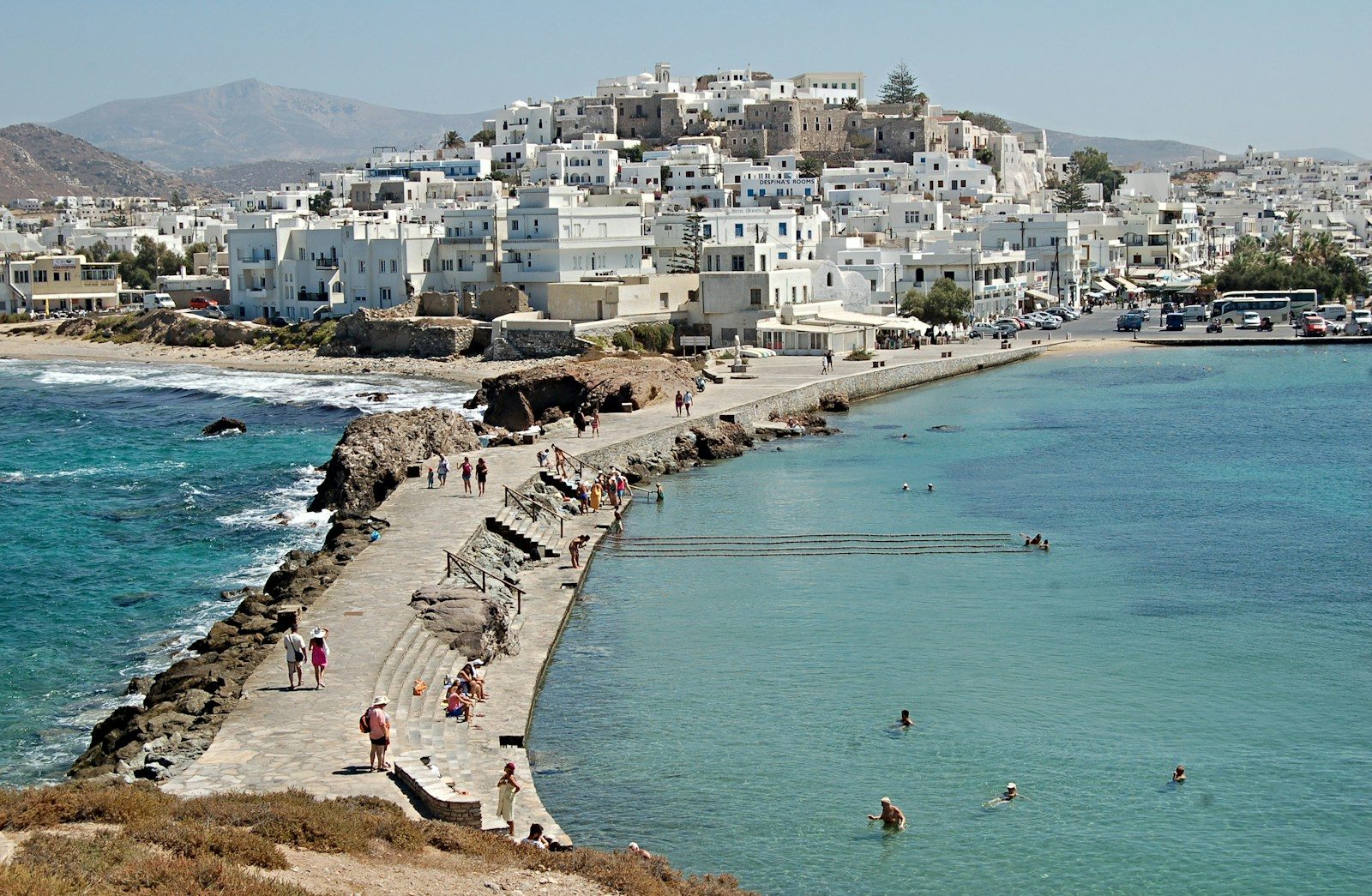 aerial photo of bridge near concrete buildings Naxos Greece