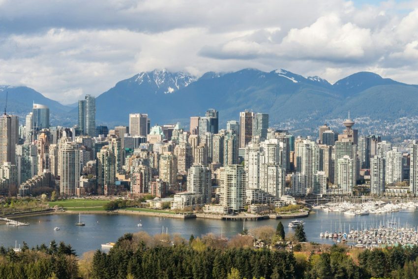 A view of a city with mountains in the background, Vancouver, Canada