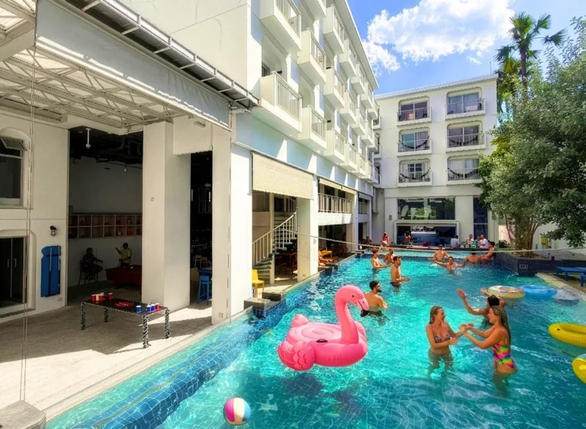 hostel with pool party