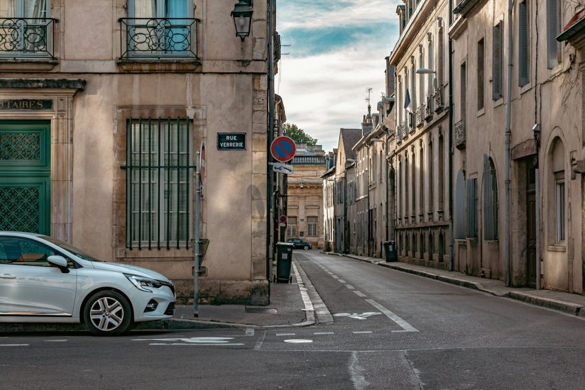 a car parked on the side of a street