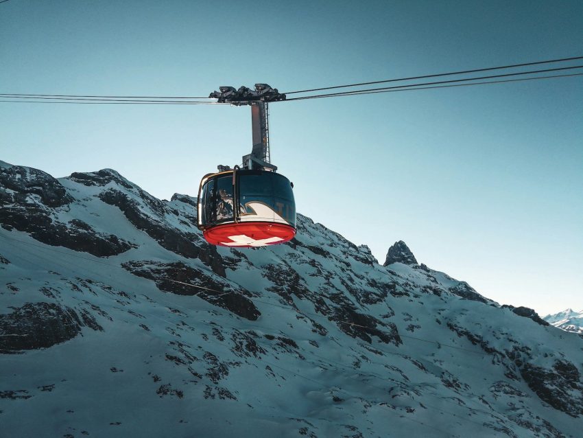black and red cable car, Titlis