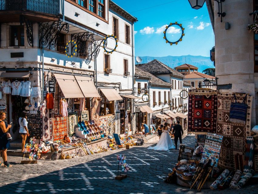 people walking on street during daytime, Albania