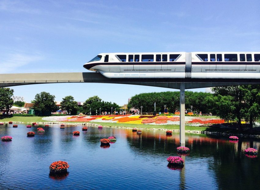 white train and bridge, Disney World Orlando monorail