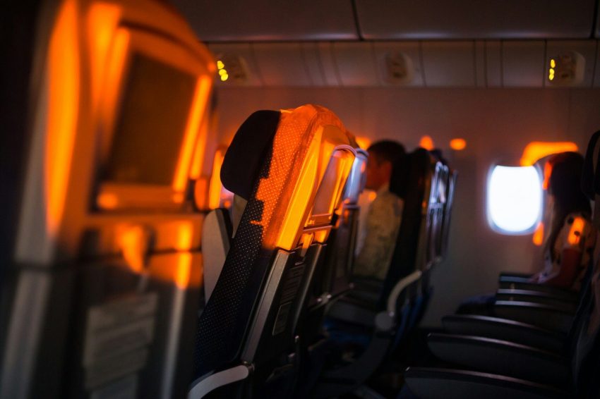 black and yellow plane seats