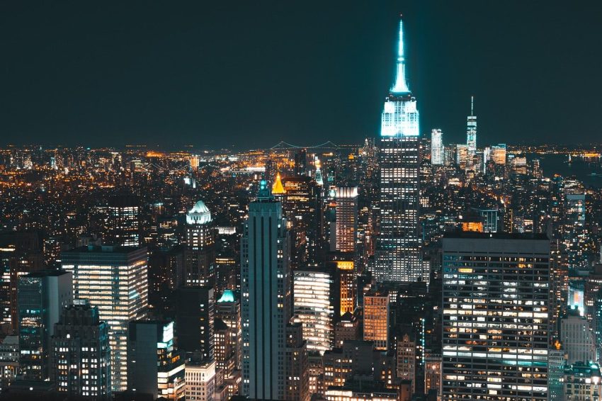 america, architecture, buildings, night sky, city, cityscape, evening, illuminated, lights, manhattan, midtown, new york, new york city, nyc, night, outdoors, pinnacle, sky, skyline, skyscrapers, tower, nature, travel, usa
